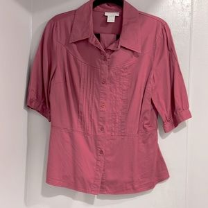 Short sleeve button front blouse